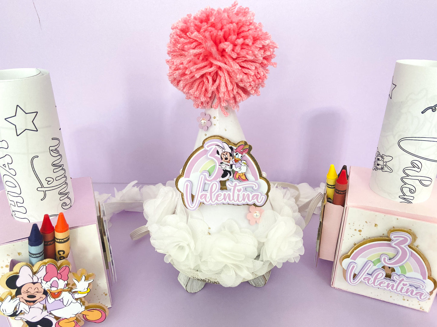 Custom birthday party hats | personalized hats | Party ideas | Minnie and daisy birthday hat | birthday decoration |  birthday party hats