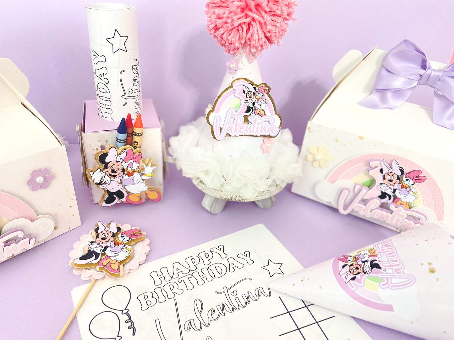 Custom birthday party hats | personalized hats | Party ideas | Minnie and daisy birthday hat | birthday decoration |  birthday party hats