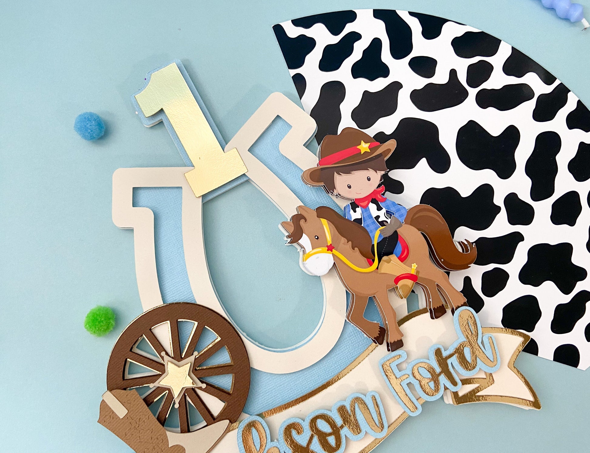 Cowboy cake topper | cowboy party | vaquero party | farm birthday | western birthday | cow party cake topper