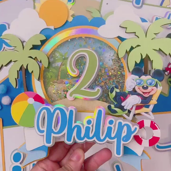 Mickey Mouse beach party | Mickey Mouse birthday | Beach party | Mickey pool party | Shaker cake topper | Mickey birthday decor