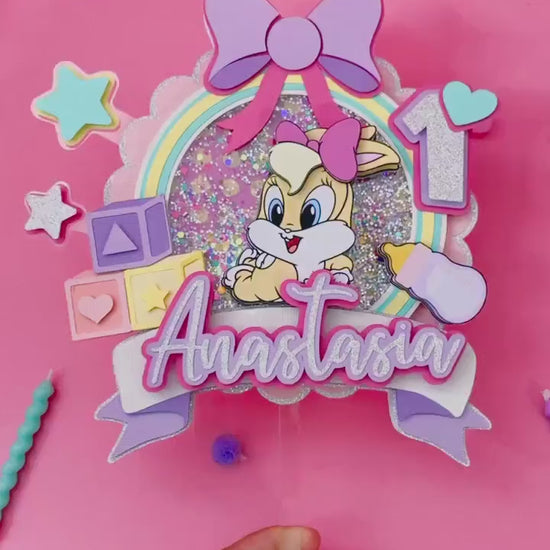 Lola bunny cake topper | bunny party decor | kids party decor | 1st birthday bunny theme | bunny birthday