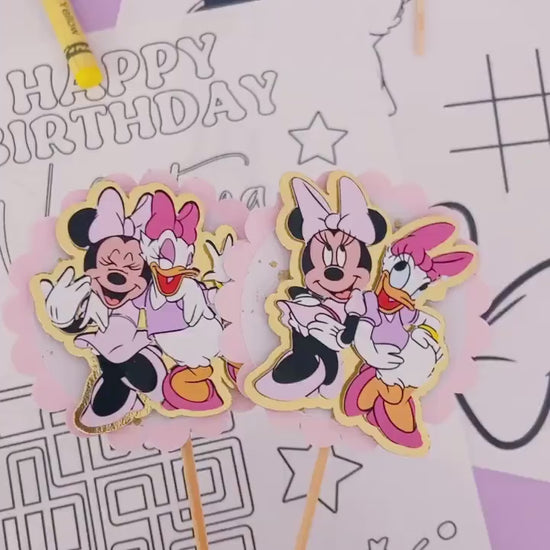 Gold Minnie and daisy cupcake toppers | Minnie Mouse birthday | Daisy party | Minnie and daisy cupcakes | cupcake decor | birthday decor