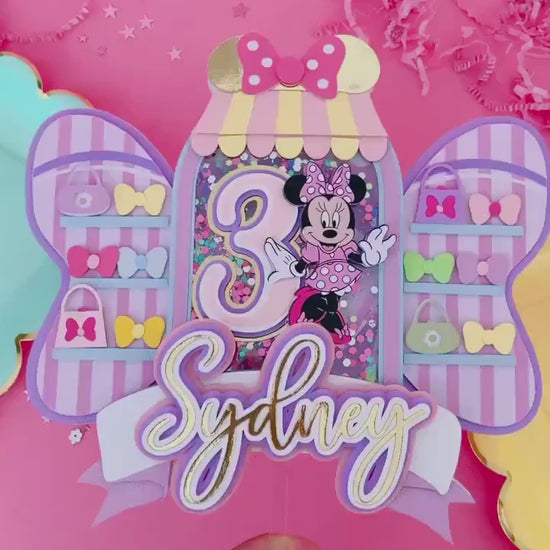 Minnie Mouse bowtique | bow cake topper | bowtoons party | bowtique party decor | Minnie birthday