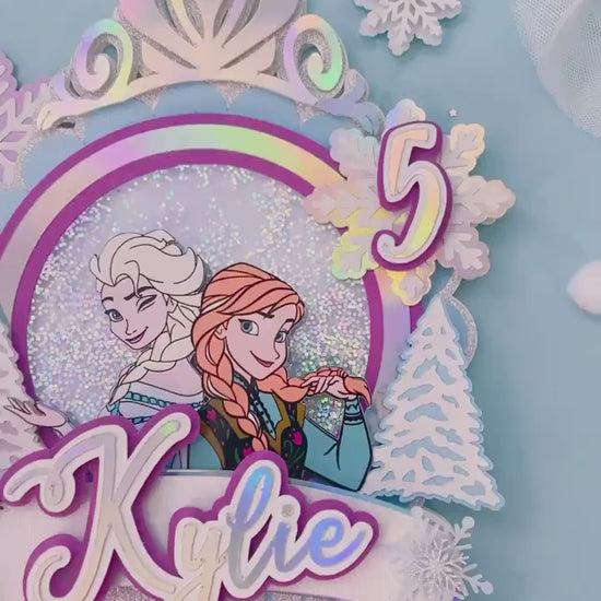 frozen first cake topper | ice queen party | Frozen party | shaker cake topper | party decor | personalized cake topper | Elsa and Anna