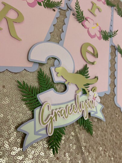 Three Rex cake topper, Dino theme, Girl dinosaur theme party, Party decor, 3 Rex birthday
