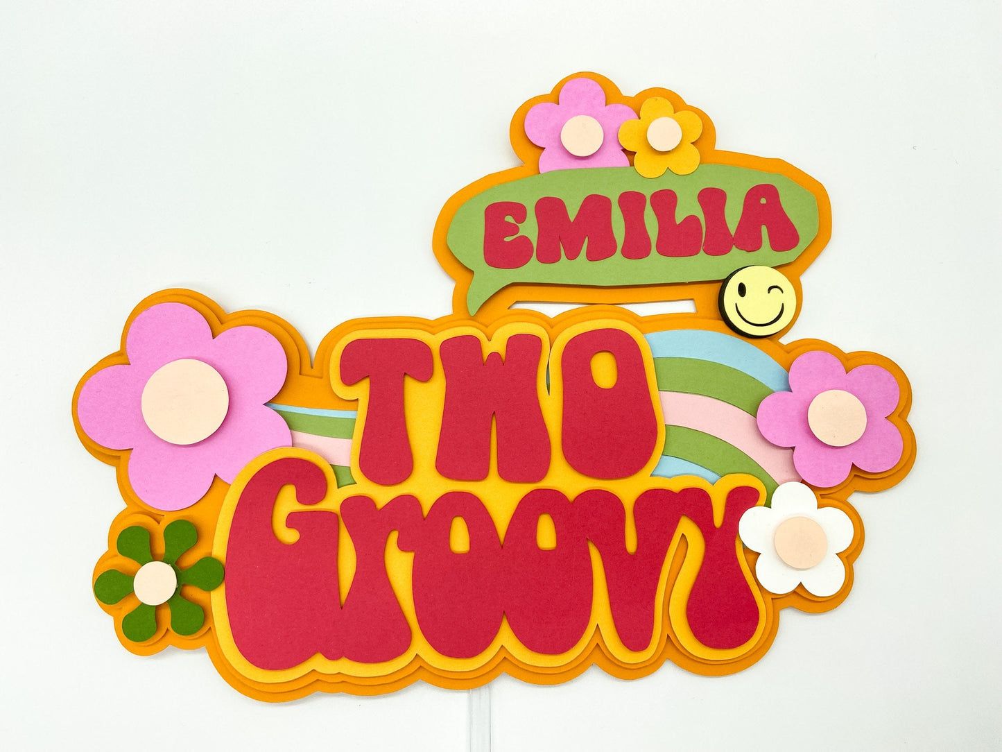 Two groovy cake topper | groovy birthday party | 2nd birthday party | retro birthday | 60s 70s party | flower child
