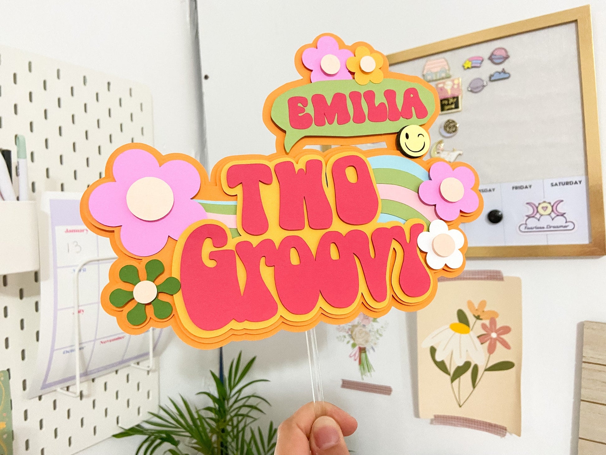 Two groovy cake topper | groovy birthday party | 2nd birthday party | retro birthday | 60s 70s party | flower child