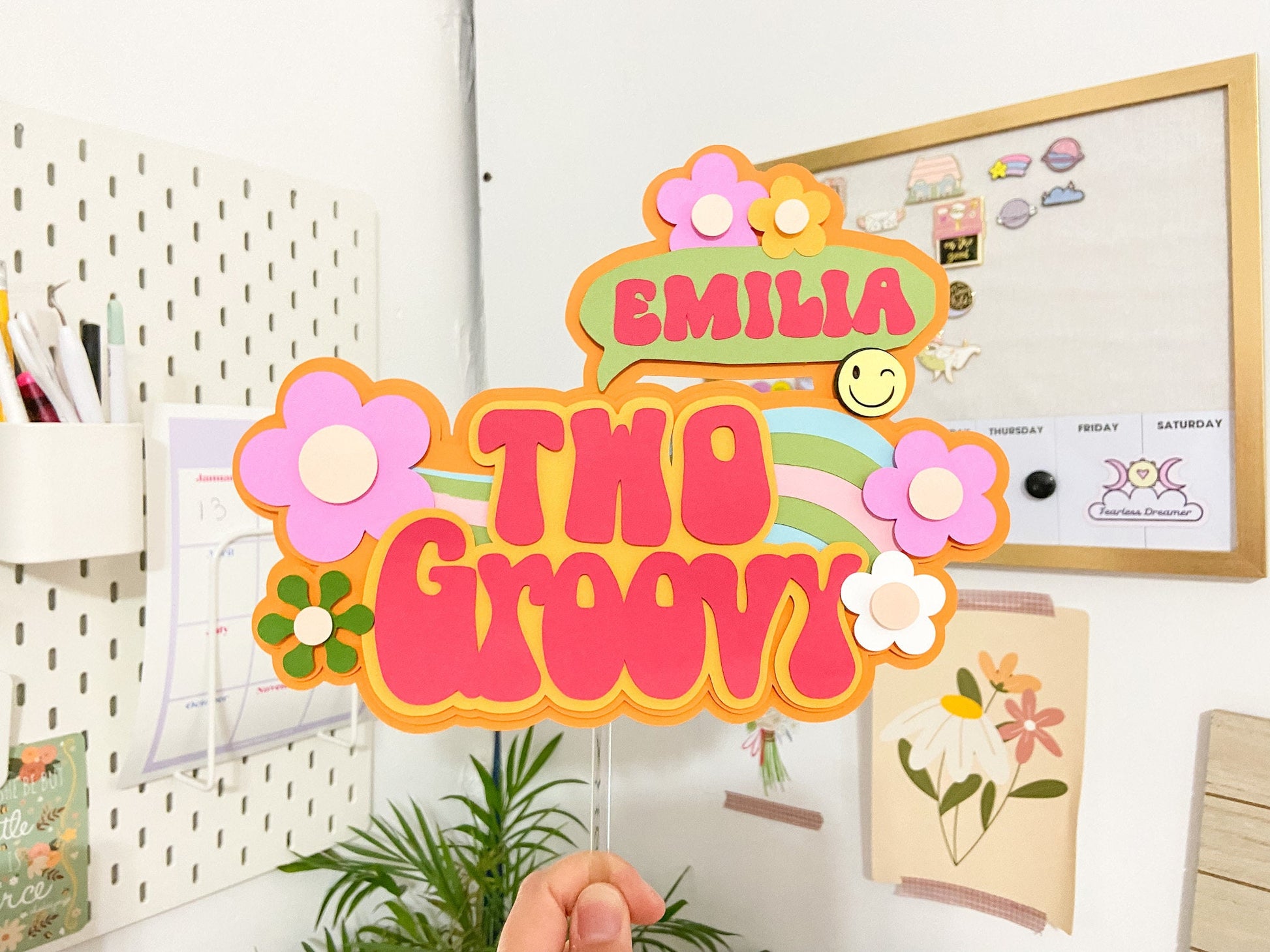 Two groovy cake topper | groovy birthday party | 2nd birthday party | retro birthday | 60s 70s party | flower child