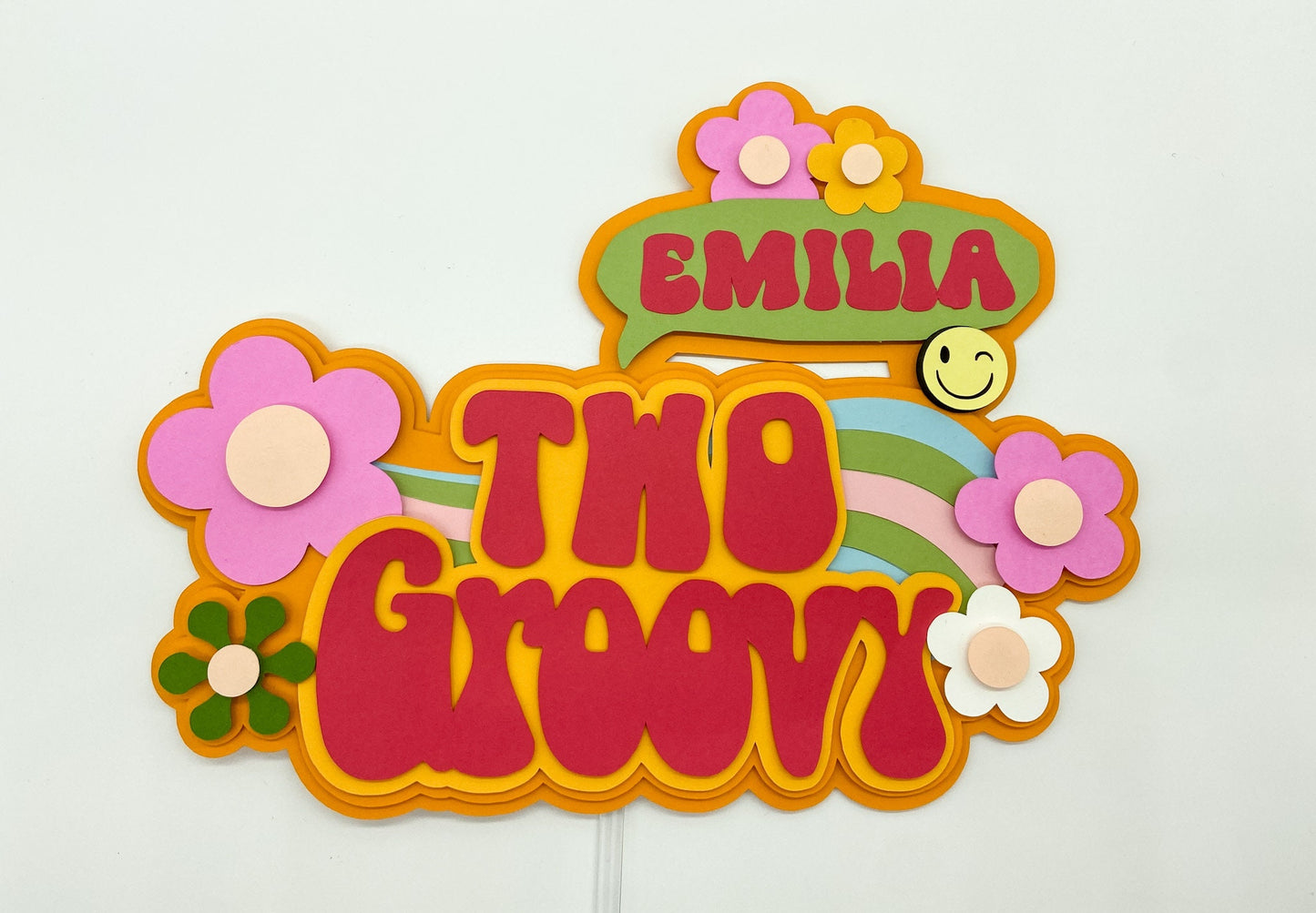 Two groovy cake topper | groovy birthday party | 2nd birthday party | retro birthday | 60s 70s party | flower child