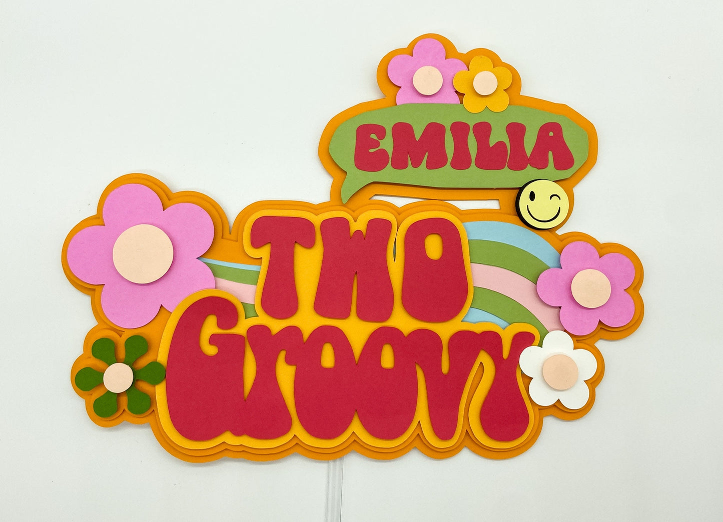 Two groovy cake topper | groovy birthday party | 2nd birthday party | retro birthday | 60s 70s party | flower child