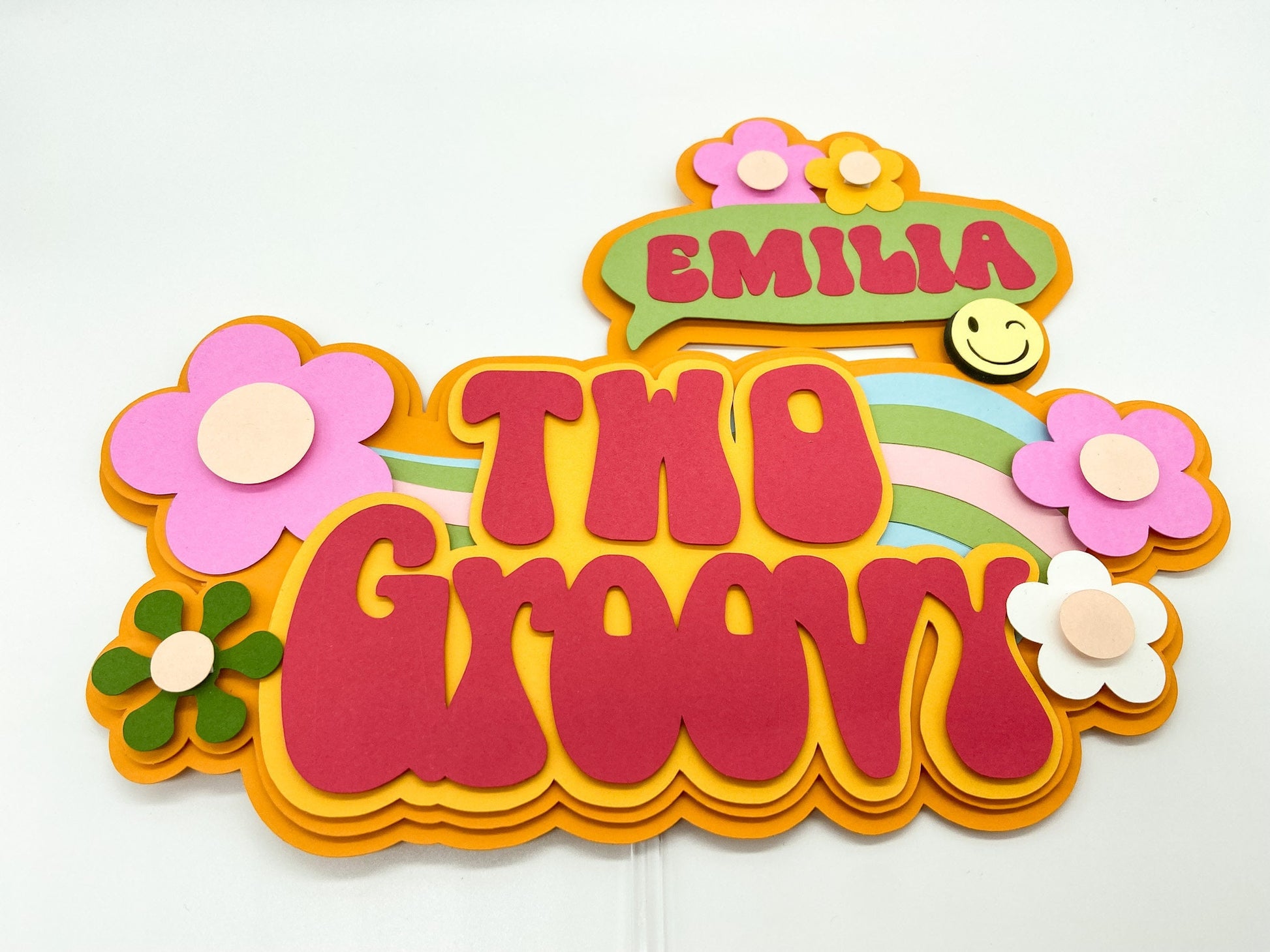 Two groovy cake topper | groovy birthday party | 2nd birthday party | retro birthday | 60s 70s party | flower child