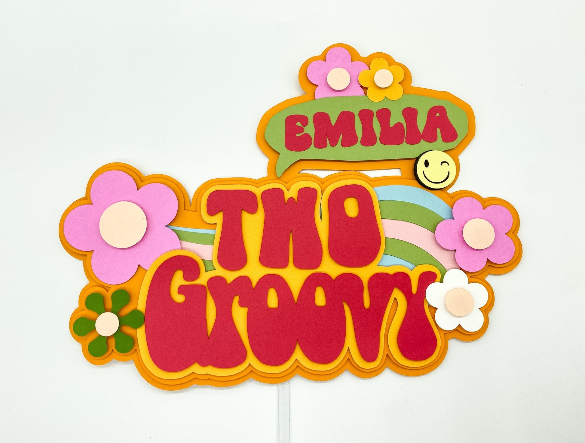 Two groovy cake topper | groovy birthday party | 2nd birthday party | retro birthday | 60s 70s party | flower child