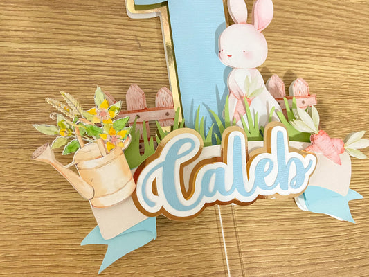 Blue Some bunny is one cake topper | bunny party decor | kids party decor | 1st birthday bunny theme | Easter birthday