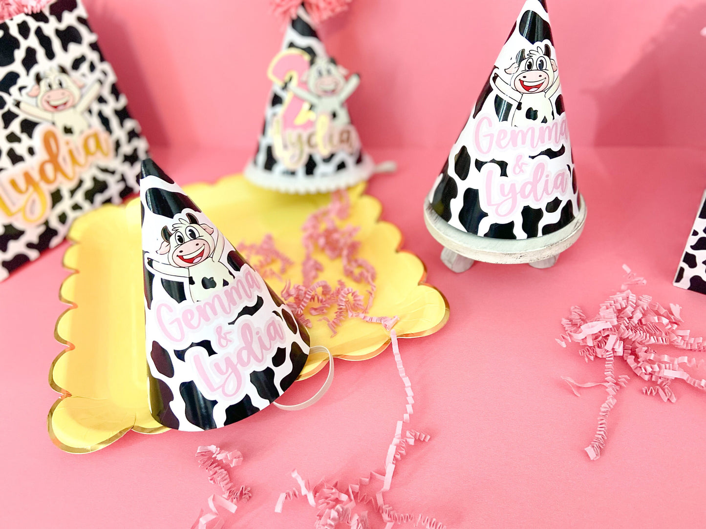 Custom birthday hats | personalized hats | Party ideas | vaca Lola birthday hat | birthday decoration | farm birthday hats |