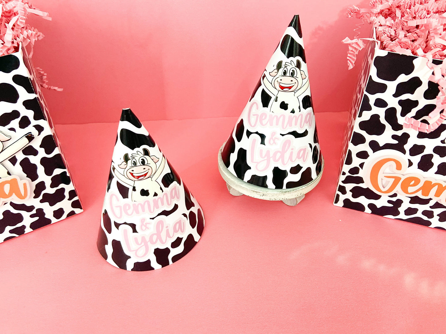 Custom birthday hats | personalized hats | Party ideas | vaca Lola birthday hat | birthday decoration | farm birthday hats |