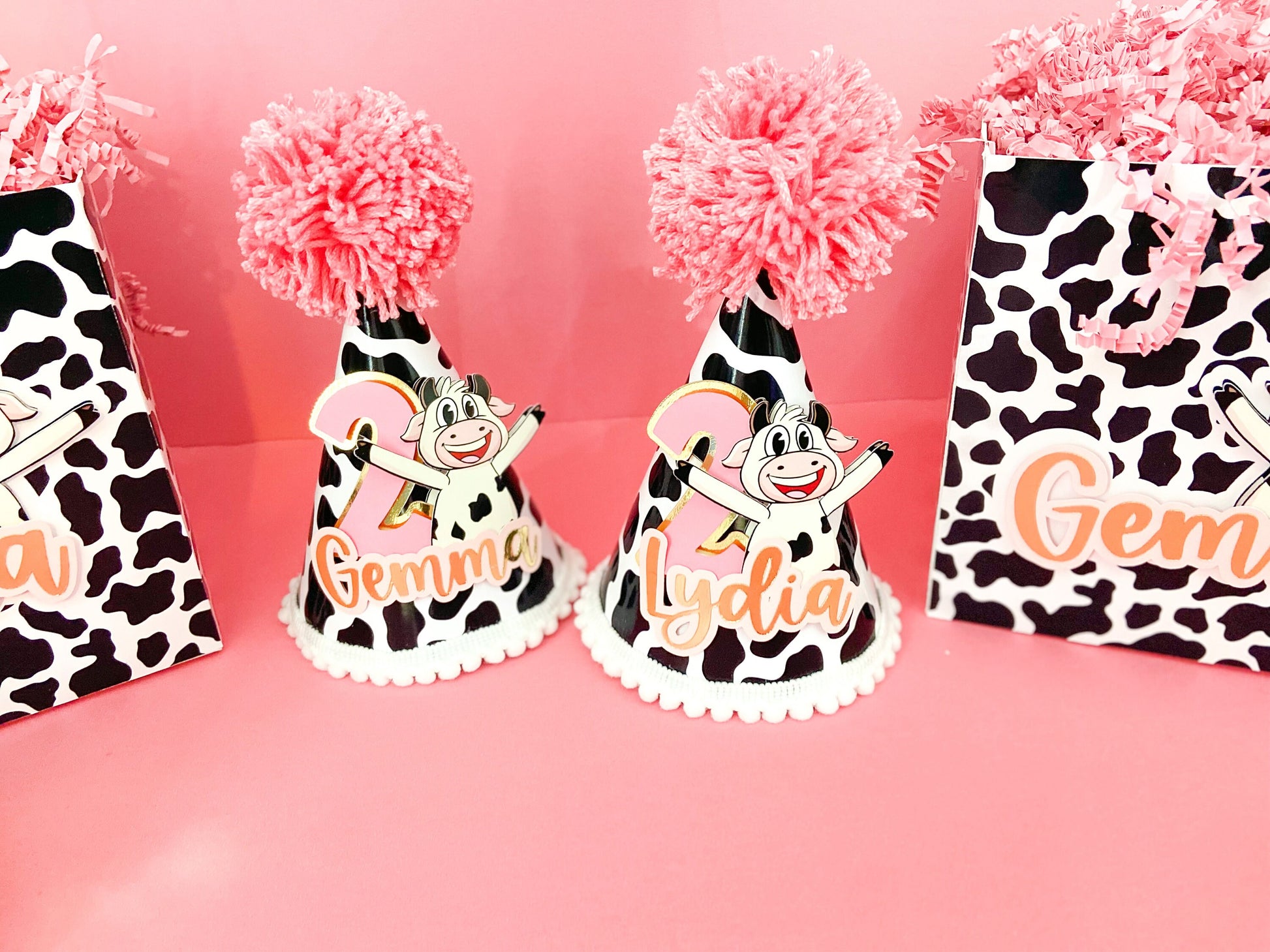 Custom birthday hats | personalized hats | Party ideas | vaca Lola birthday hat | birthday decoration | farm birthday hats |