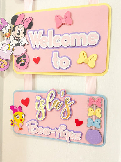 Birthday welcome sign | door sign | Minnie mouse door hanger | Party decoration | Birthday door hanger | Candyland theme birthday