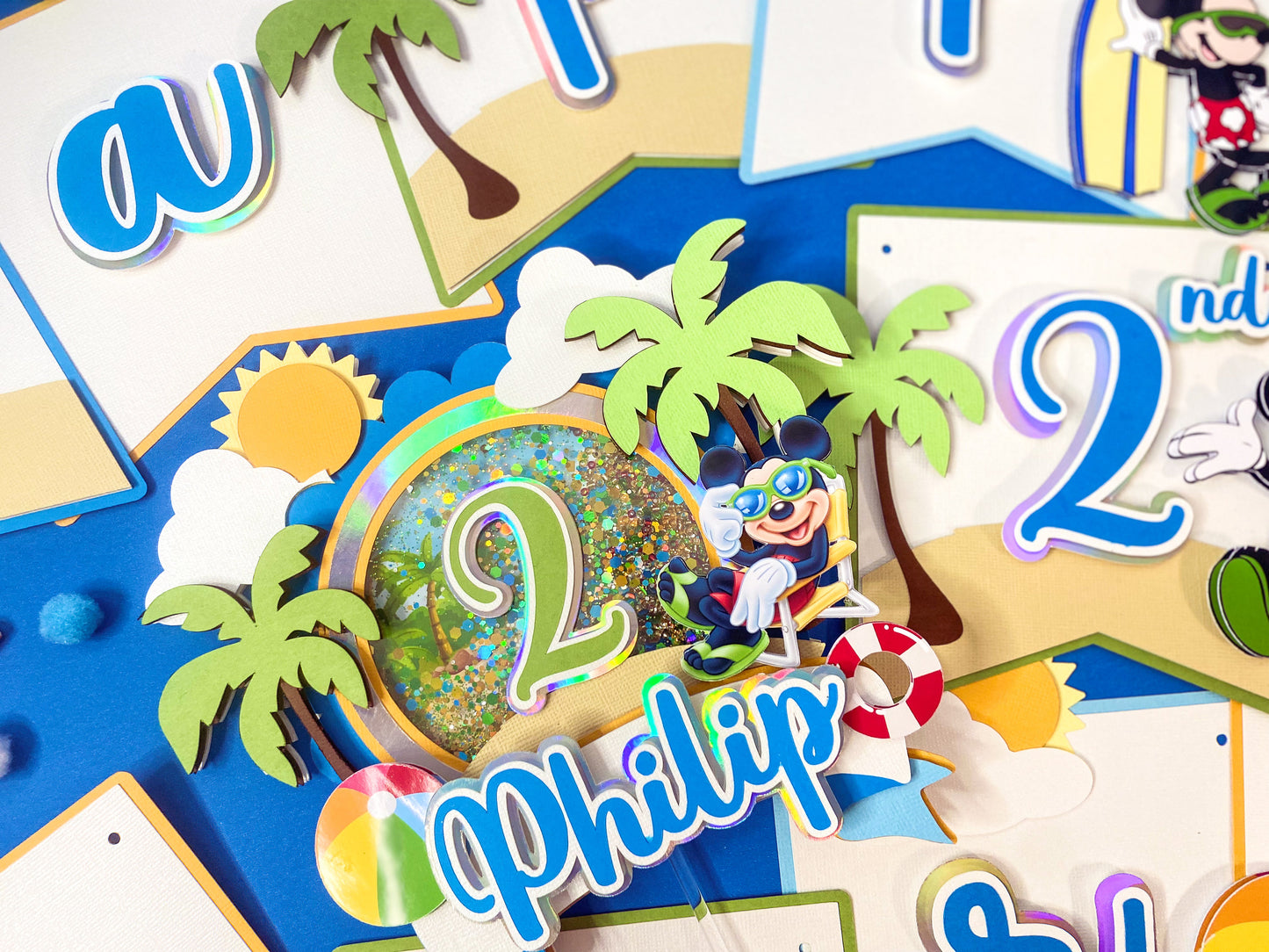 Mickey Mouse beach party | Mickey Mouse birthday | Beach party | Mickey pool party | Shaker cake topper | Mickey birthday decor