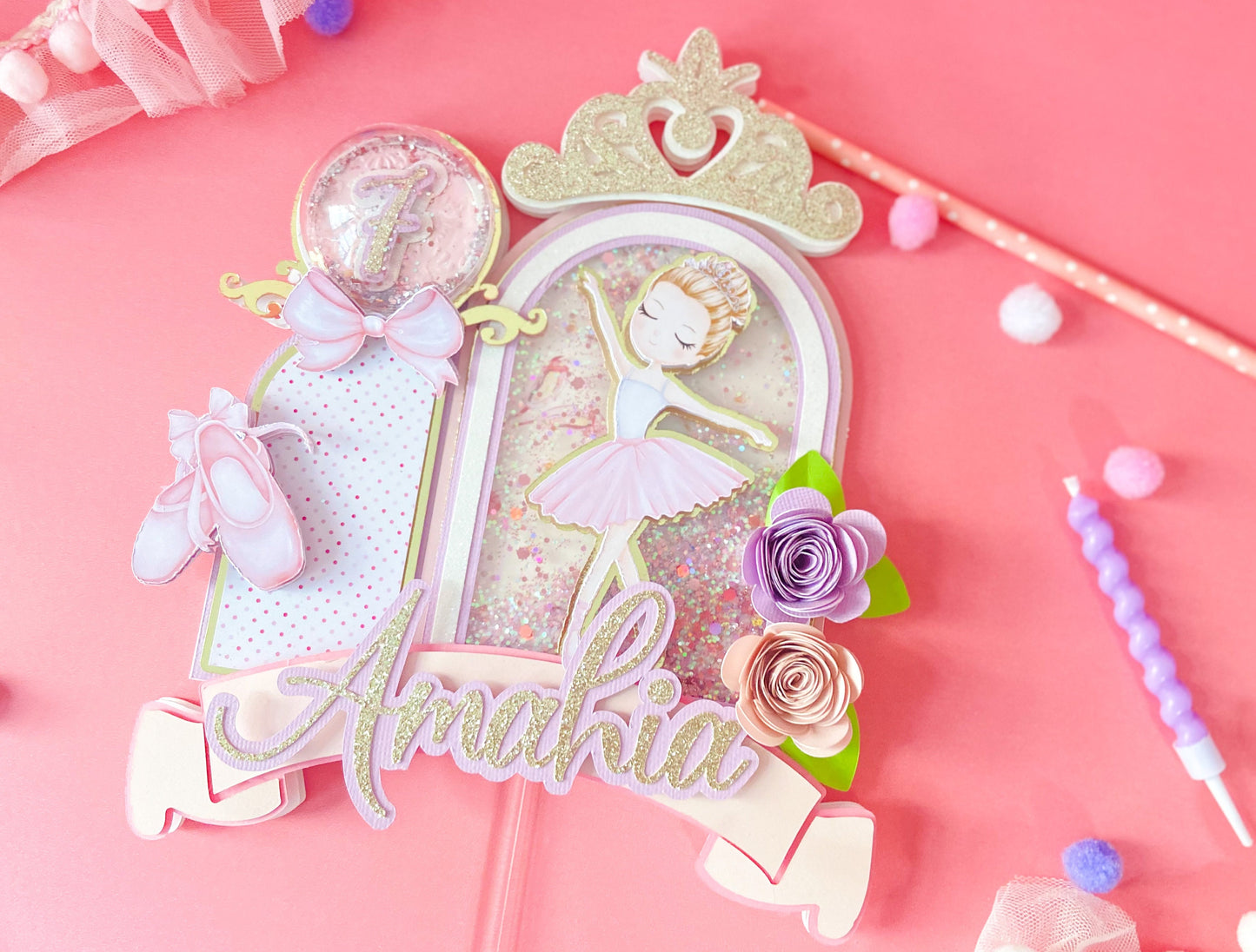 Ballerina cake topper | tutu birthday party | ballet theme party decor | ballerina birthday | ballet decorations | shaker cake topper