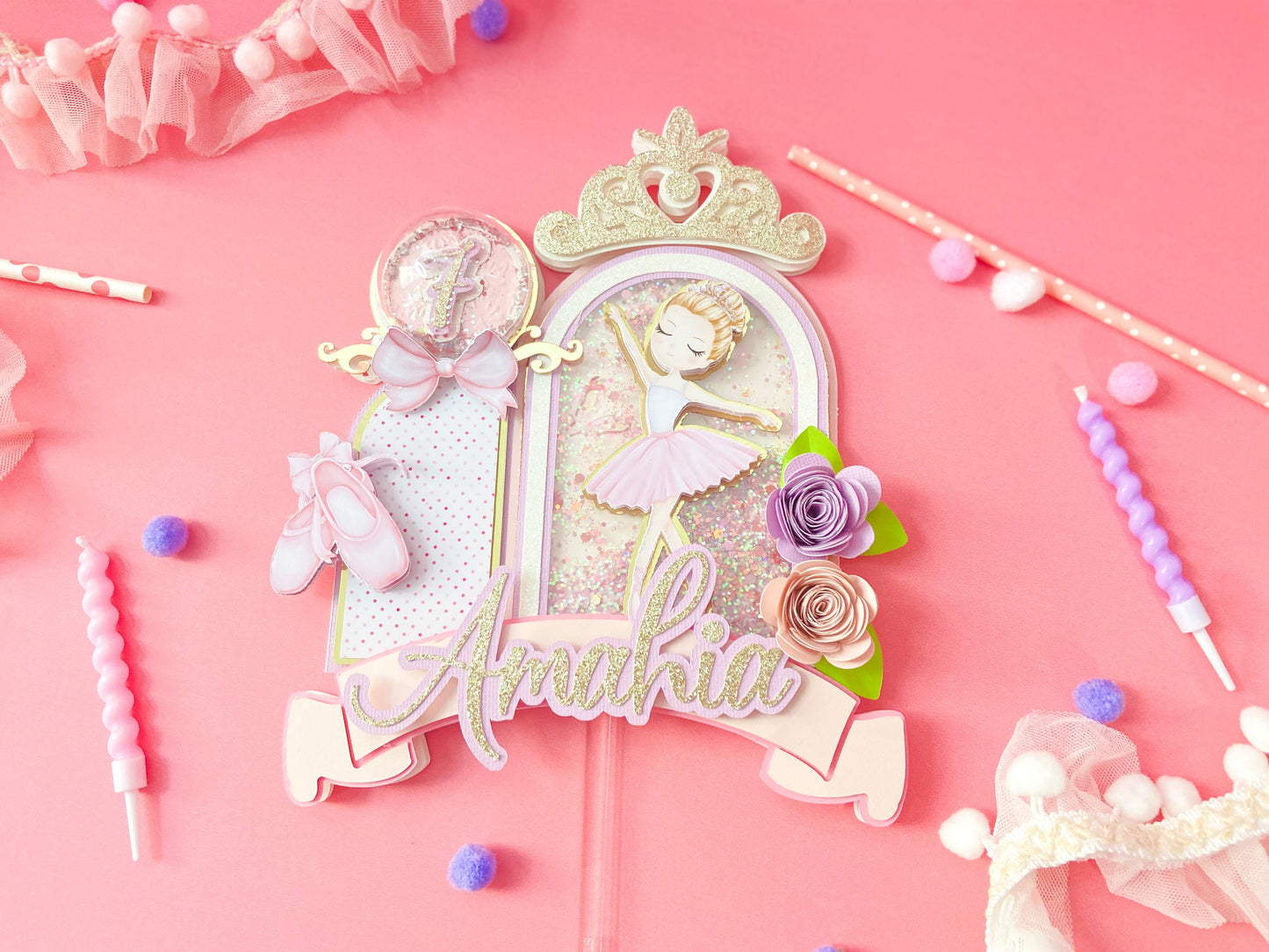 Ballerina cake topper | tutu birthday party | ballet theme party decor | ballerina birthday | ballet decorations | shaker cake topper