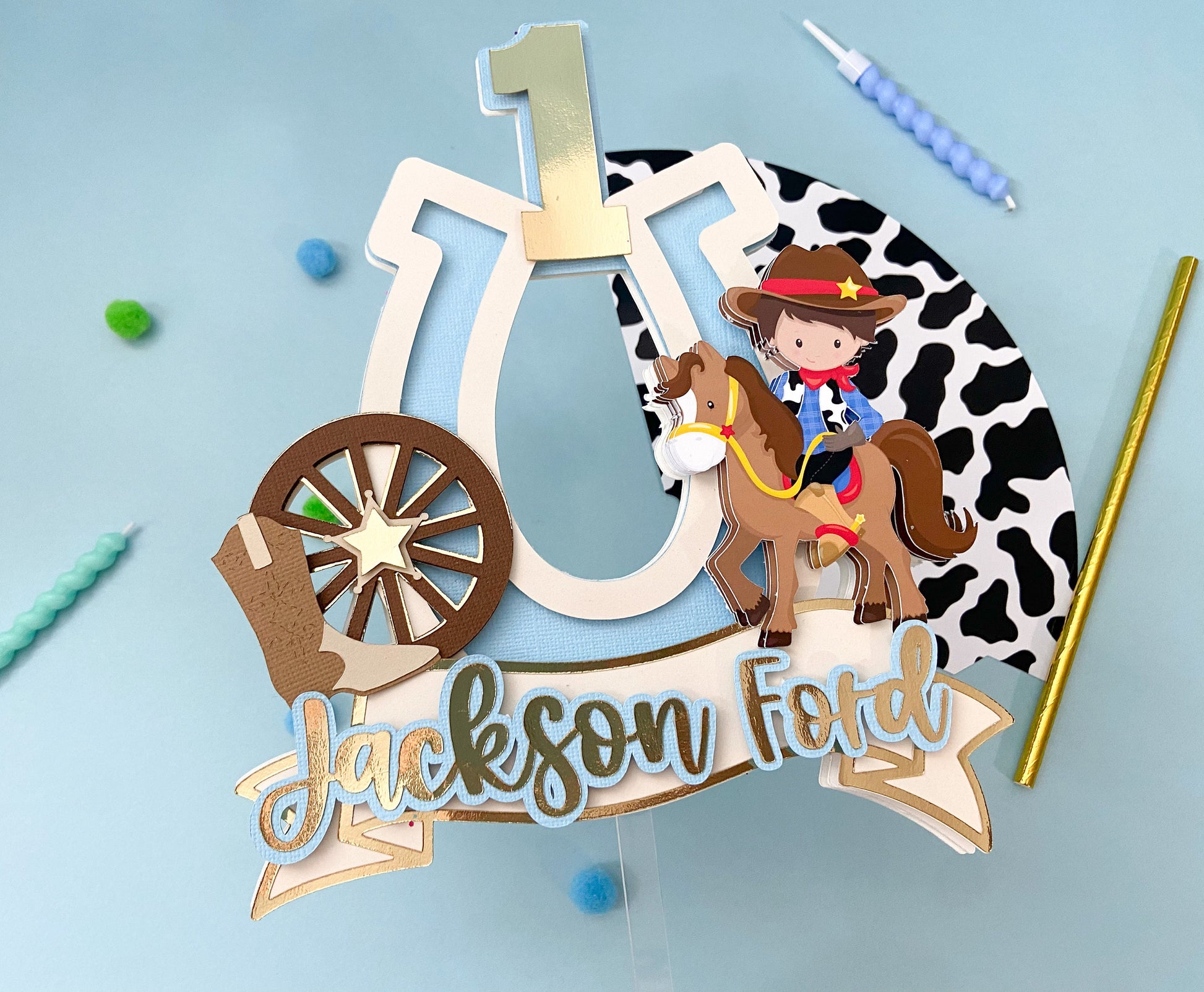 Cowboy cake topper | cowboy party | vaquero party | farm birthday | western birthday | cow party cake topper