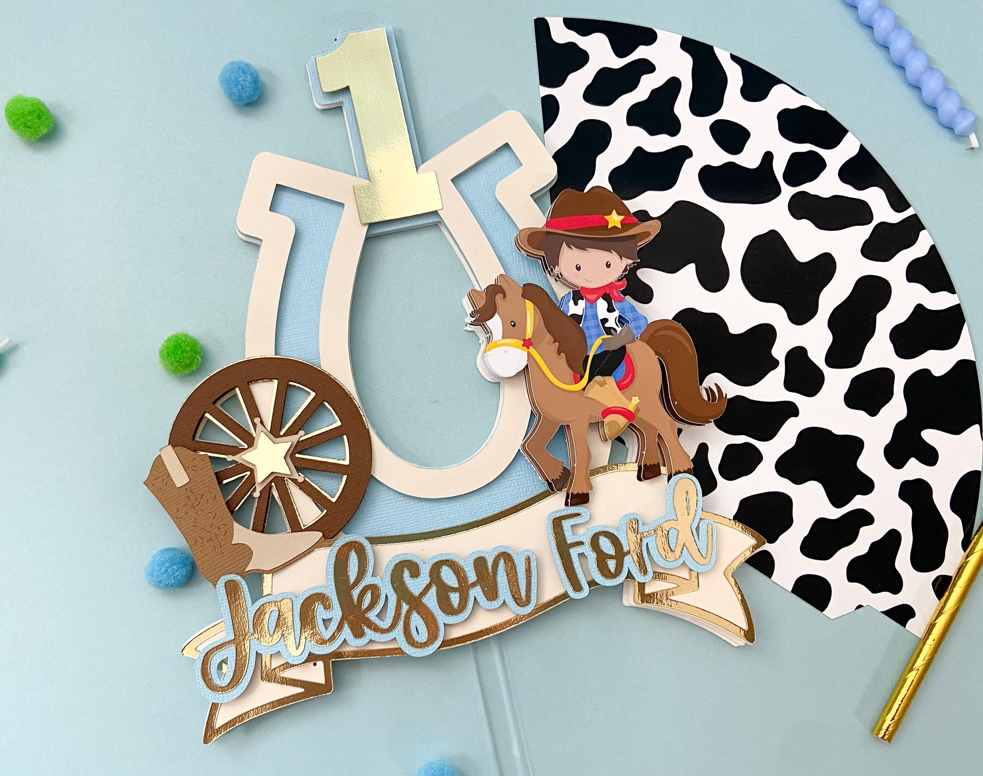 Cowboy cake topper | cowboy party | vaquero party | farm birthday | western birthday | cow party cake topper
