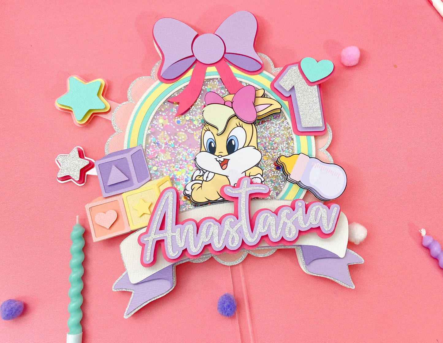Lola bunny cake topper | bunny party decor | kids party decor | 1st birthday bunny theme | bunny birthday