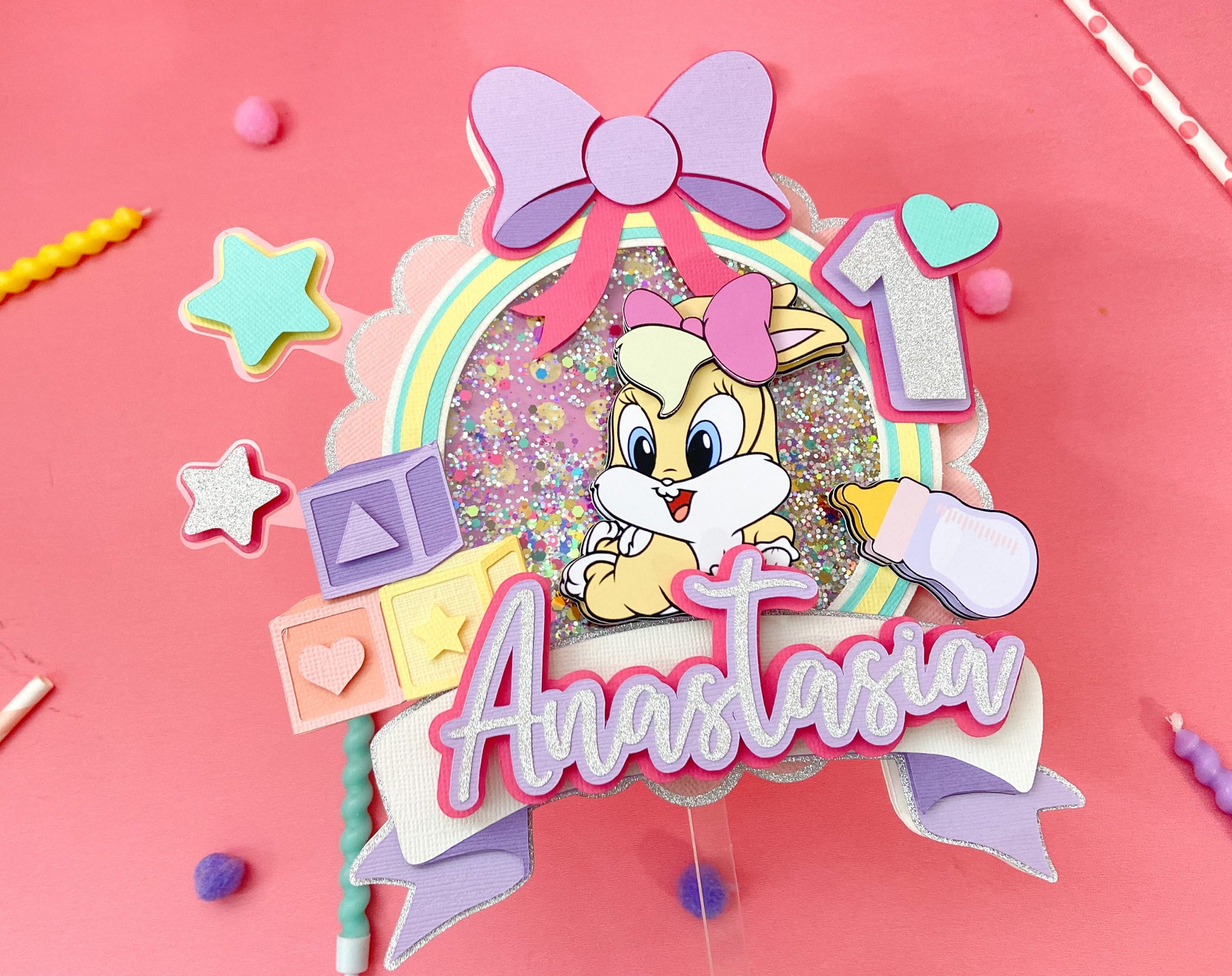 Lola bunny cake topper | bunny party decor | kids party decor | 1st birthday bunny theme | bunny birthday