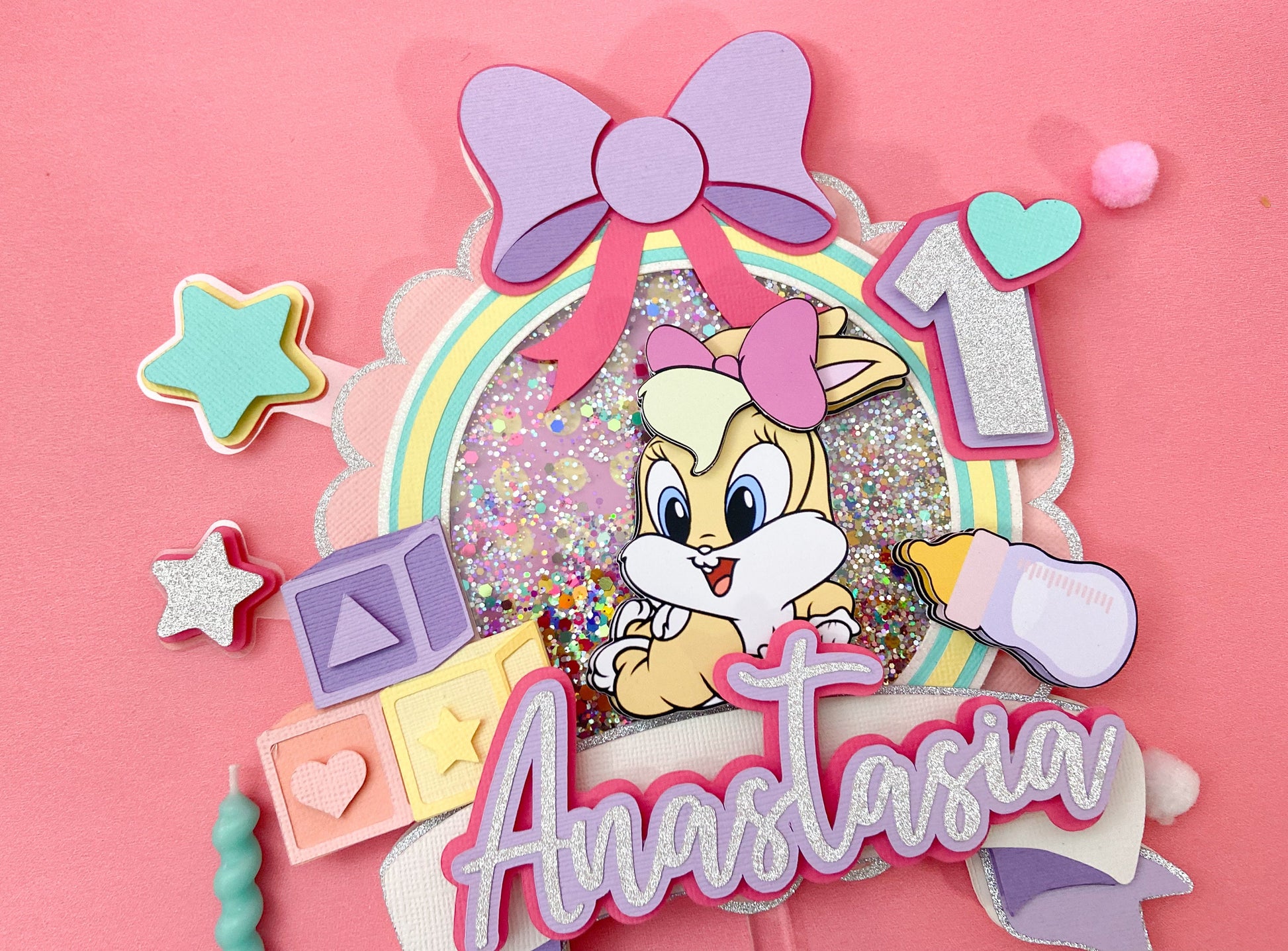 Lola bunny cake topper | bunny party decor | kids party decor | 1st birthday bunny theme | bunny birthday