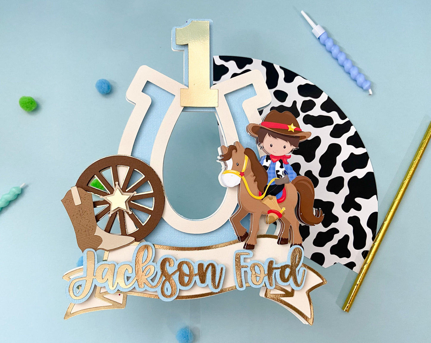 Cowboy cake topper | cowboy party | vaquero party | farm birthday | western birthday | cow party cake topper