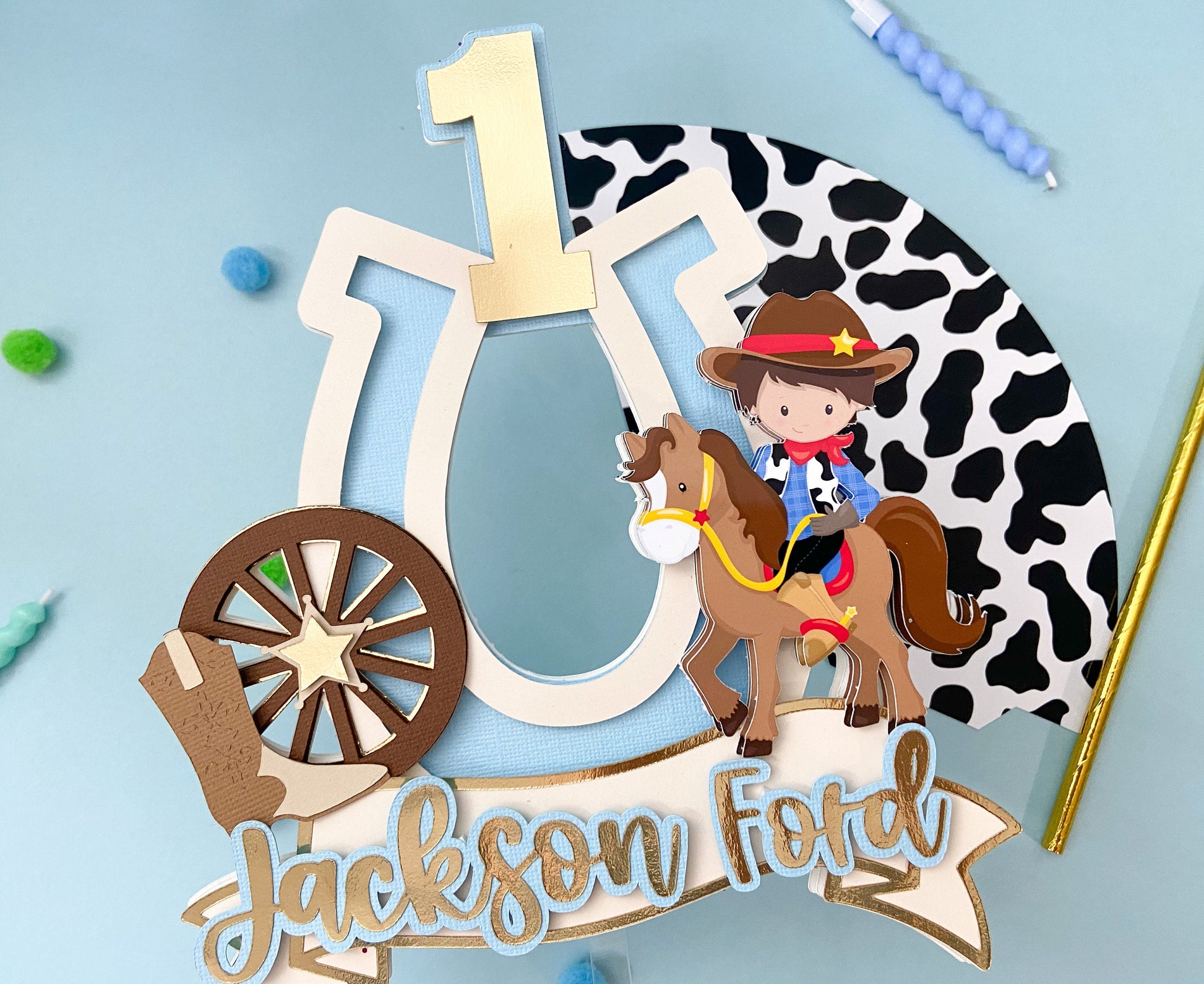 Cowboy cake topper | cowboy party | vaquero party | farm birthday | western birthday | cow party cake topper