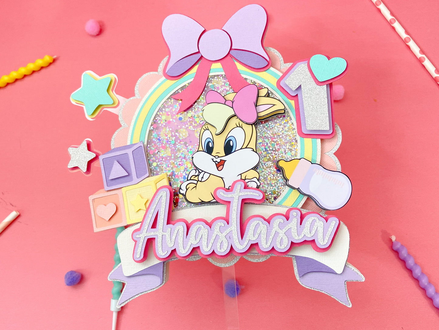 Lola bunny cake topper | bunny party decor | kids party decor | 1st birthday bunny theme | bunny birthday