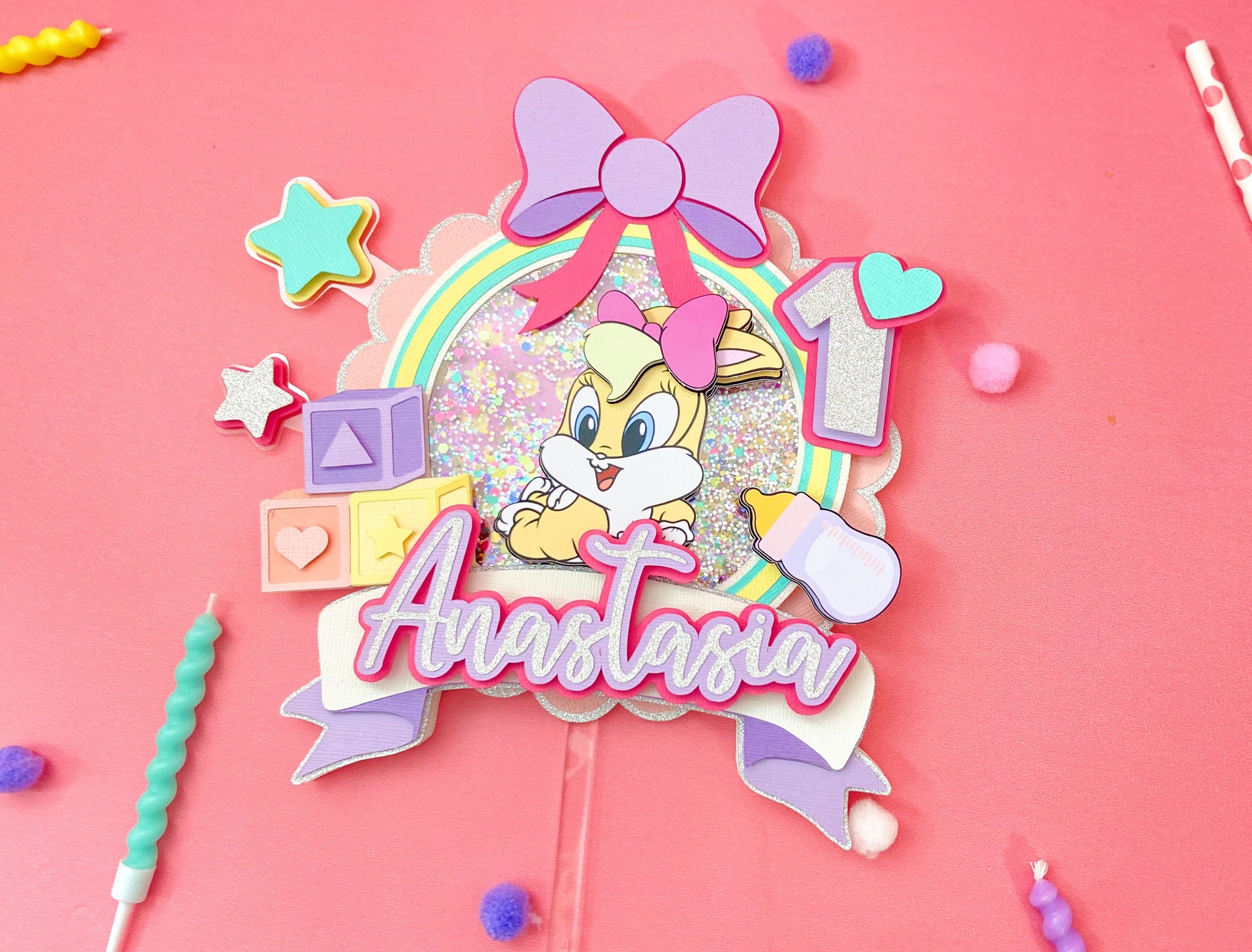 Lola bunny cake topper | bunny party decor | kids party decor | 1st birthday bunny theme | bunny birthday