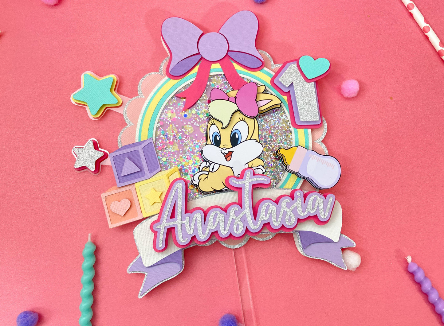 Lola bunny cake topper | bunny party decor | kids party decor | 1st birthday bunny theme | bunny birthday