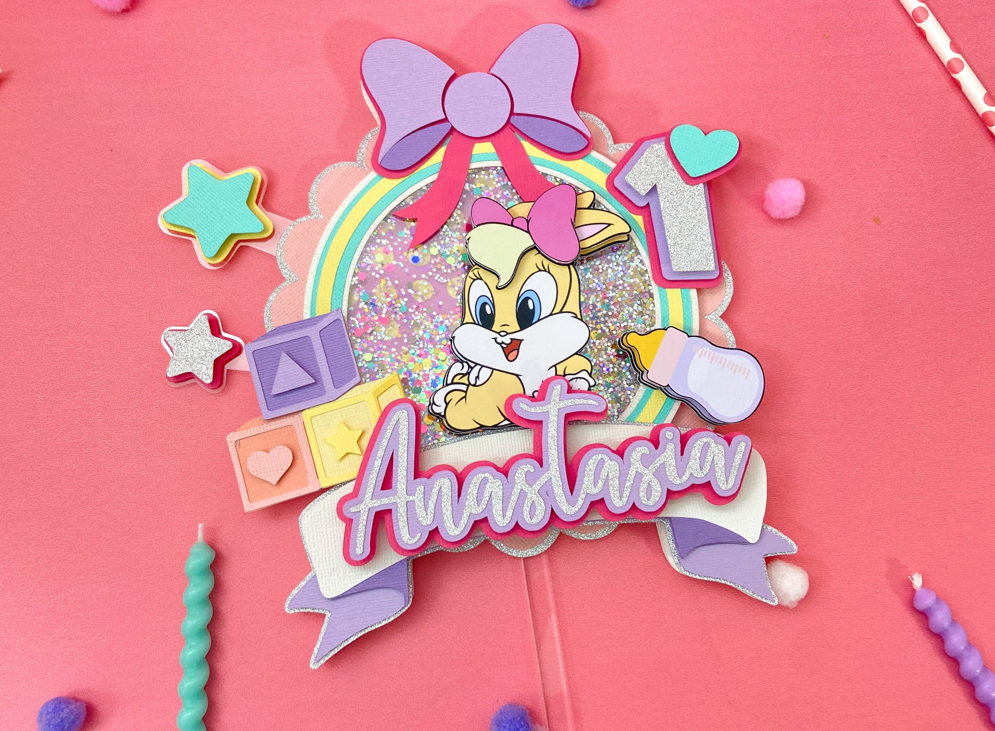 Lola bunny cake topper | bunny party decor | kids party decor | 1st birthday bunny theme | bunny birthday